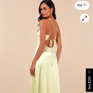 Lulu's Light Yellow Backless Dress